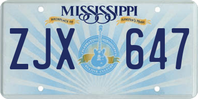 MS license plate ZJX647