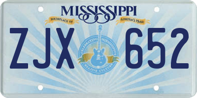 MS license plate ZJX652