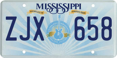 MS license plate ZJX658