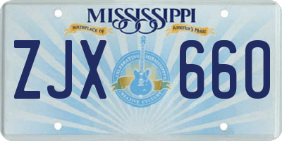 MS license plate ZJX660