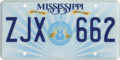 MS license plate ZJX662