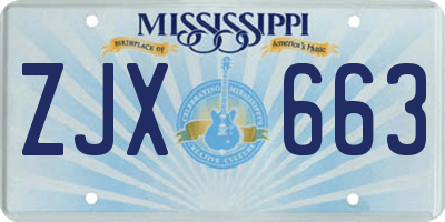 MS license plate ZJX663