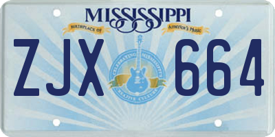 MS license plate ZJX664