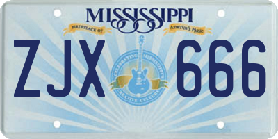 MS license plate ZJX666