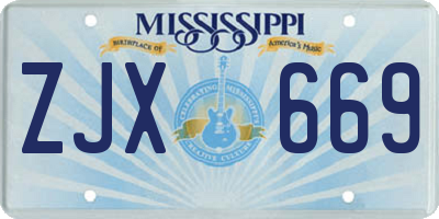 MS license plate ZJX669