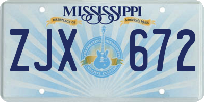 MS license plate ZJX672