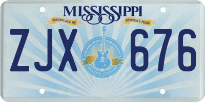 MS license plate ZJX676