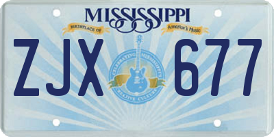 MS license plate ZJX677