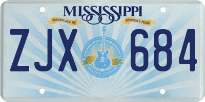 MS license plate ZJX684