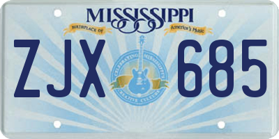MS license plate ZJX685