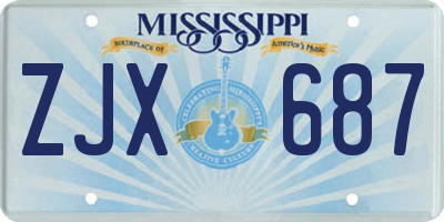MS license plate ZJX687