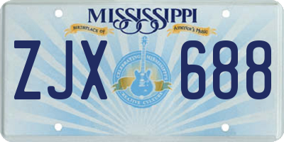 MS license plate ZJX688