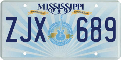 MS license plate ZJX689