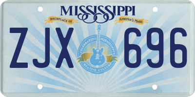 MS license plate ZJX696