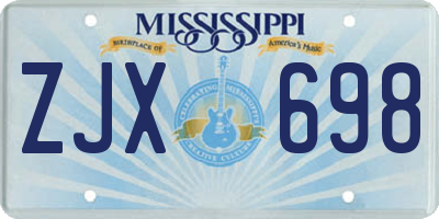 MS license plate ZJX698