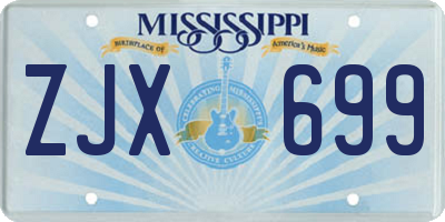 MS license plate ZJX699