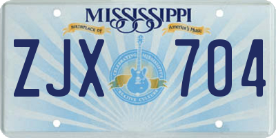 MS license plate ZJX704