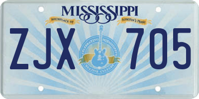 MS license plate ZJX705