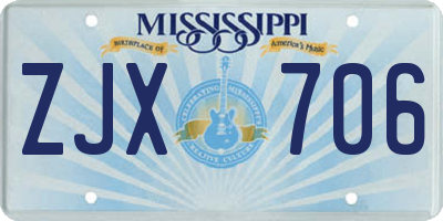 MS license plate ZJX706