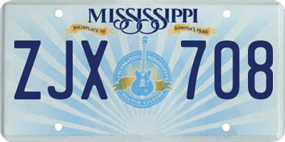 MS license plate ZJX708