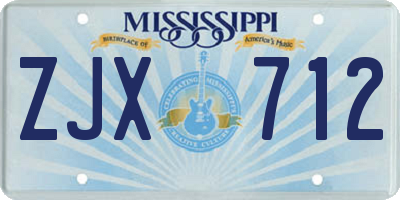 MS license plate ZJX712