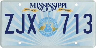 MS license plate ZJX713