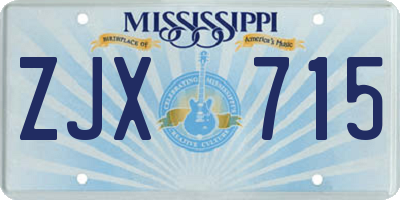 MS license plate ZJX715