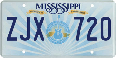 MS license plate ZJX720