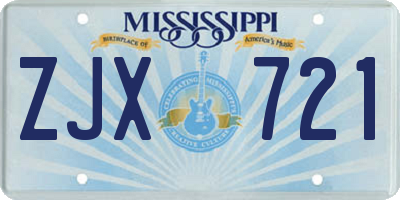 MS license plate ZJX721