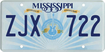MS license plate ZJX722