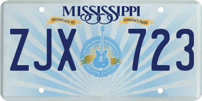 MS license plate ZJX723