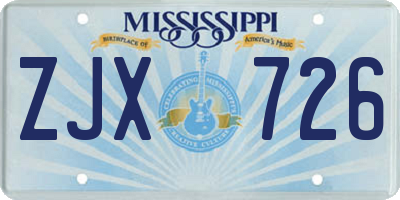 MS license plate ZJX726