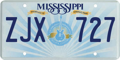 MS license plate ZJX727