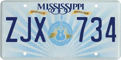 MS license plate ZJX734