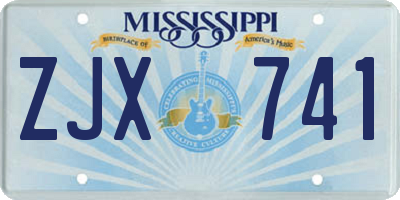 MS license plate ZJX741