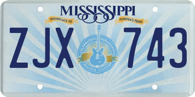 MS license plate ZJX743