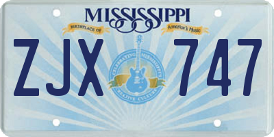 MS license plate ZJX747