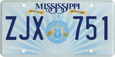 MS license plate ZJX751