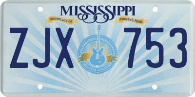 MS license plate ZJX753