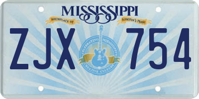 MS license plate ZJX754