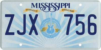 MS license plate ZJX756