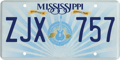 MS license plate ZJX757