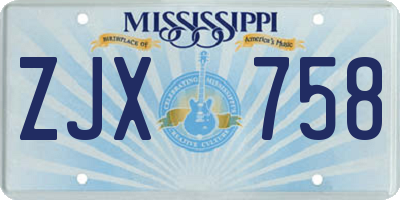 MS license plate ZJX758