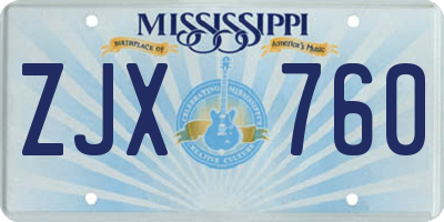 MS license plate ZJX760