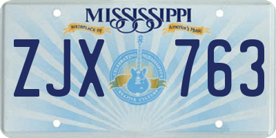 MS license plate ZJX763