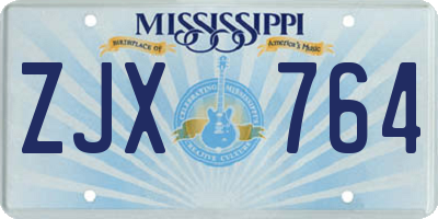 MS license plate ZJX764