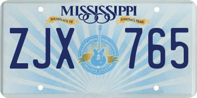 MS license plate ZJX765