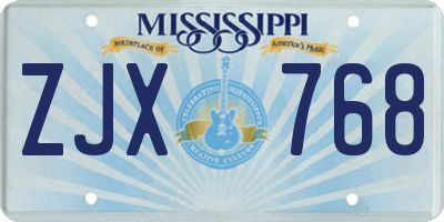 MS license plate ZJX768