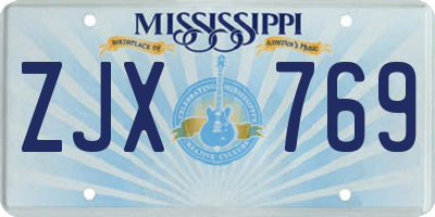 MS license plate ZJX769