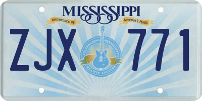 MS license plate ZJX771